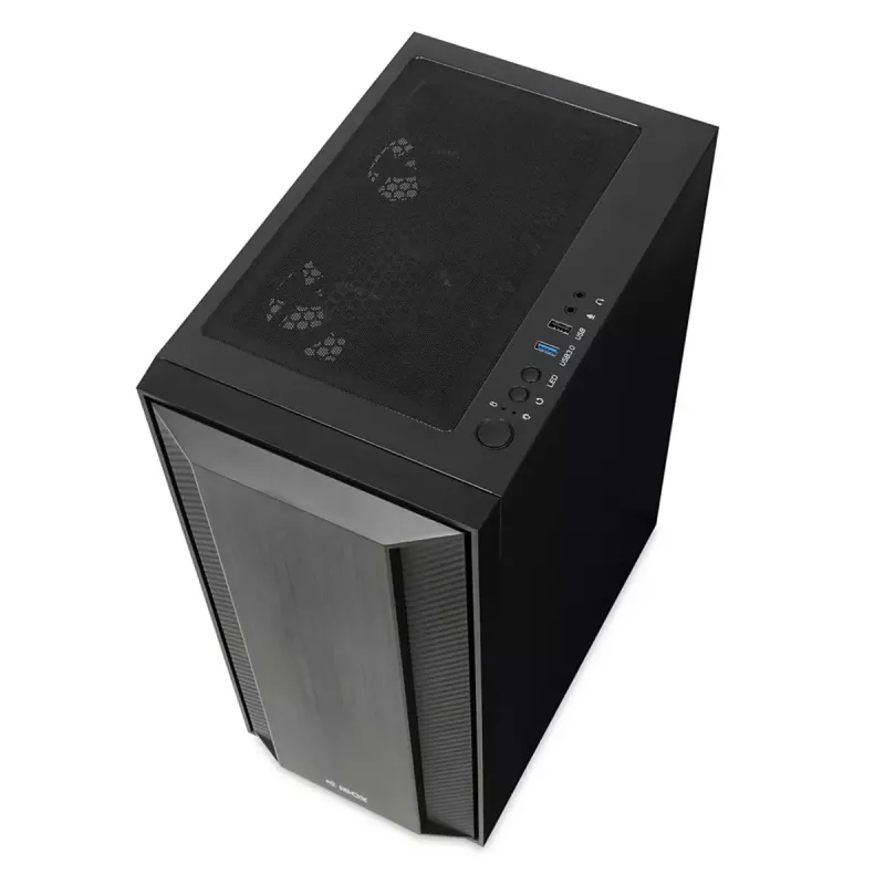 iBOX CETUS 906 caja para PC Midi Tower, ATX/micro-ATX, panel lateral de cristal templado, 4 ventiladores LED, 460x210x340 mm, gráfica máx. 29 cm, negra