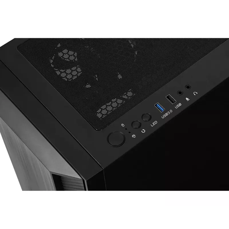 iBOX CETUS 906 caja para PC Midi Tower, ATX/micro-ATX, panel lateral de cristal templado, 4 ventiladores LED, 460x210x340 mm, gráfica máx. 29 cm, negra