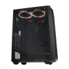 iBOX CETUS 906 caja para PC Midi Tower, ATX/micro-ATX, panel lateral de cristal templado, 4 ventiladores LED, 460x210x340 mm, gráfica máx. 29 cm, negra