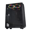 iBOX CETUS 906 caja para PC Midi Tower, ATX/micro-ATX, panel lateral de cristal templado, 4 ventiladores LED, 460x210x340 mm, gráfica máx. 29 cm, negra