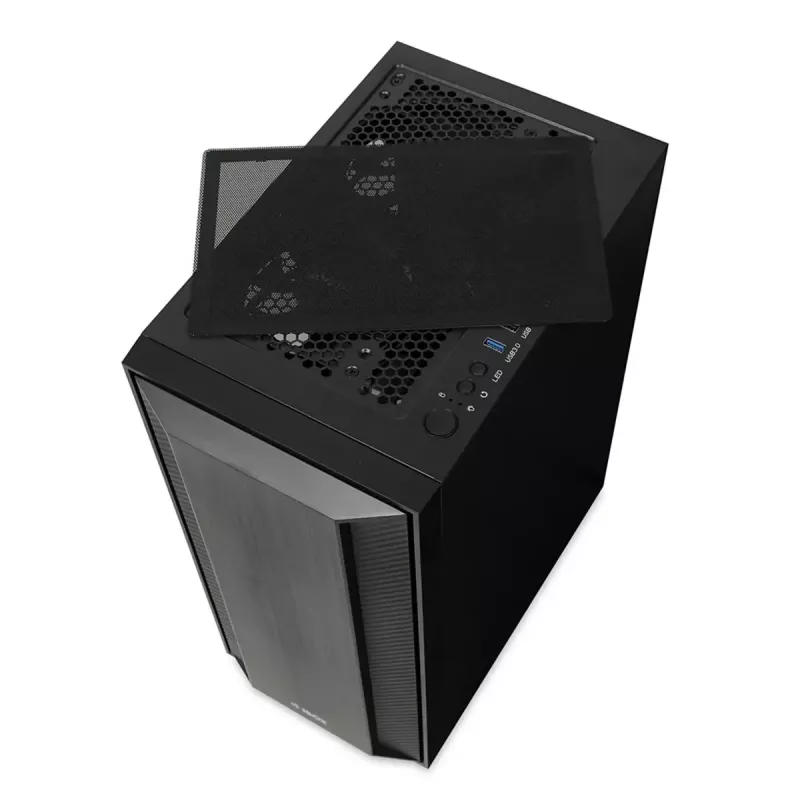 iBOX CETUS 906 caja para PC Midi Tower, ATX/micro-ATX, panel lateral de cristal templado, 4 ventiladores LED, 460x210x340 mm, gráfica máx. 29 cm, negra