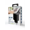 Cargador rápido USB GEMBIRD – 2 puertos Type-A y C, 20 W – negro