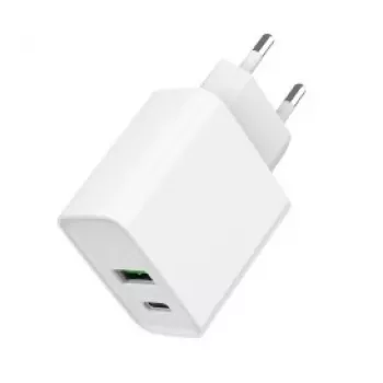 Cargador rápido USB GEMBIRD – Type-A y C 2 puertos 20 W – blanco