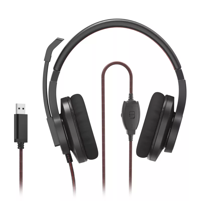 Hama HS-USB400 V2 Auriculares con cable Diadema Oficina/Centro de llamadas USB Type-A Negro, Rojo