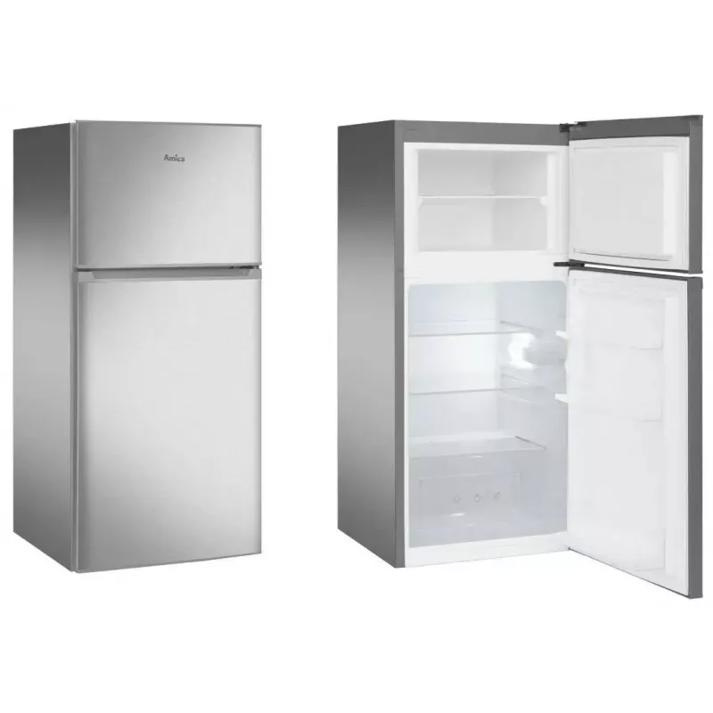 Frigorífico independiente AMICA FD2015.4X(E) Plata, 200 L, congelador arriba, LED, puertas reversibles