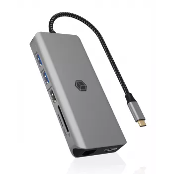 ICY BOX IB-DK4061-CPD con cable USB 3.2 Gen 1 (3.1 Gen 1) Type-C gris