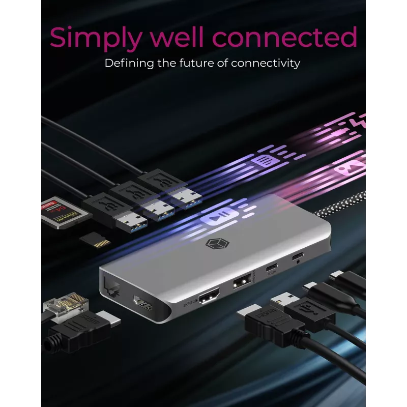 ICY BOX IB-DK4061-CPD con cable USB 3.2 Gen 1 (3.1 Gen 1) Type-C gris