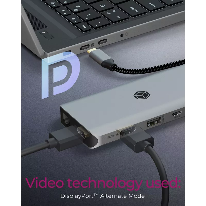 ICY BOX IB-DK4061-CPD con cable USB 3.2 Gen 1 (3.1 Gen 1) Type-C gris