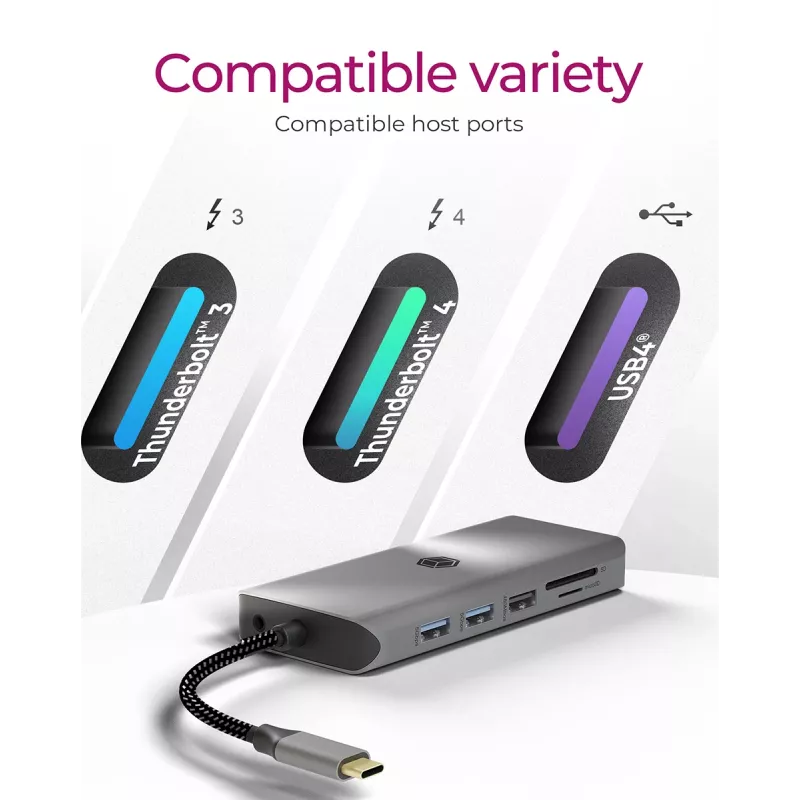 ICY BOX IB-DK4061-CPD con cable USB 3.2 Gen 1 (3.1 Gen 1) Type-C gris
