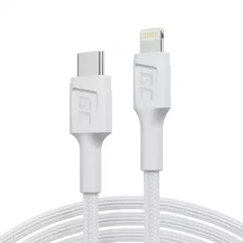 Cable Green Cell Lightning a USB‑C 1 m, 29 W, blanco, datos 480 Mbit/s