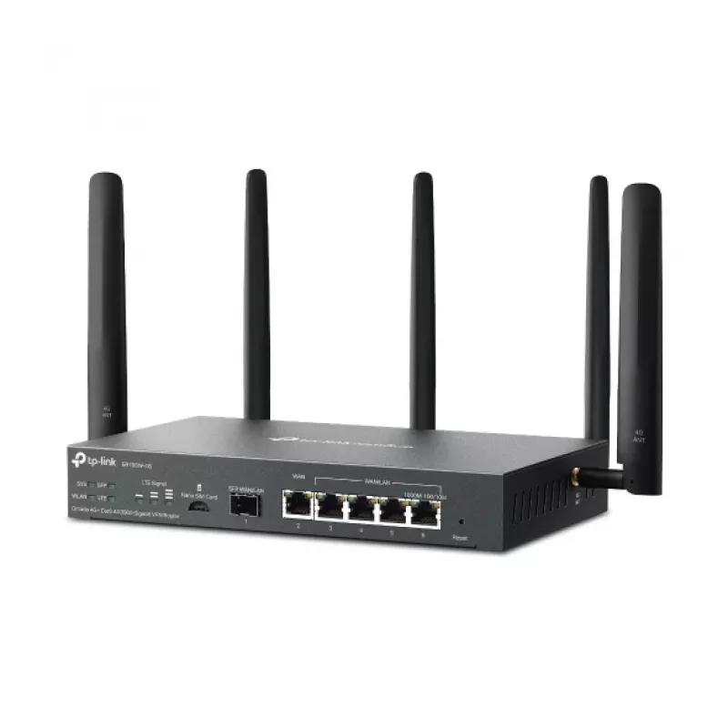 Router TP-Link Omada 4G+ Cat6 AX3000 Gigabit VPN, Wi-Fi 6 (802.11ax), doble banda (2,4 GHz / 5 GHz), Ethernet LAN, 4G, negro, router de sobremesa/mástil