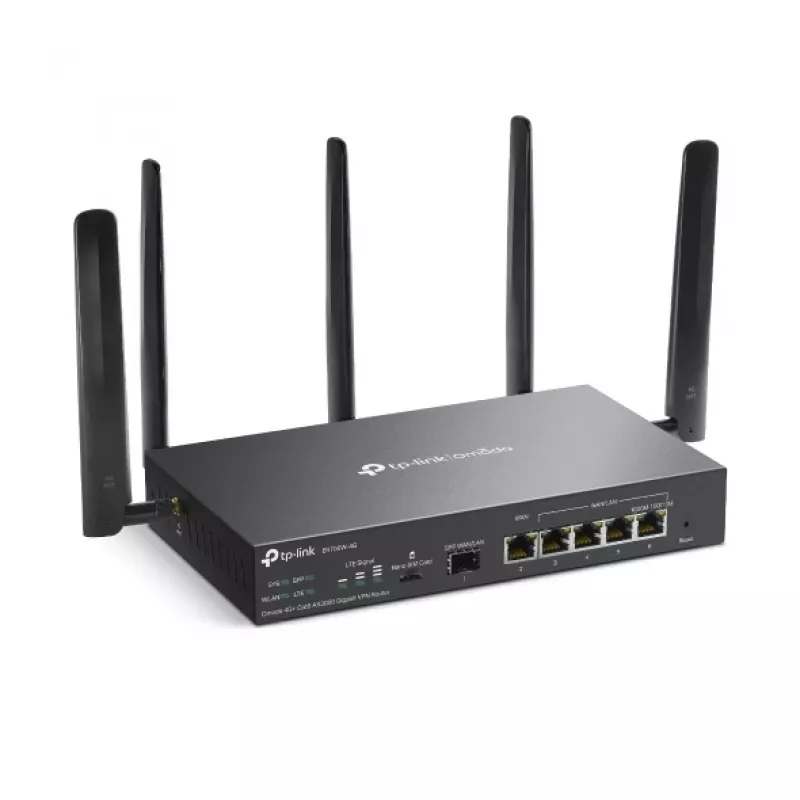 Router TP-Link Omada 4G+ Cat6 AX3000 Gigabit VPN, Wi-Fi 6 (802.11ax), doble banda (2,4 GHz / 5 GHz), Ethernet LAN, 4G, negro, router de sobremesa/mástil