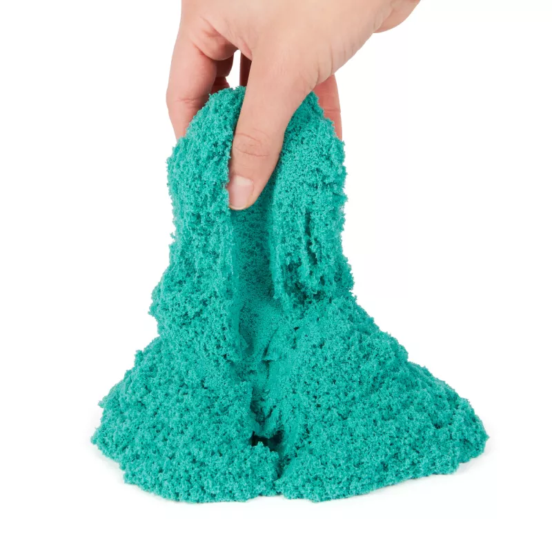 Kinetic Sand, caja castillo con 454 g de arena de juego turquesa, recipiente de almacenamiento, juguete sensorial para niños a partir de 3 años