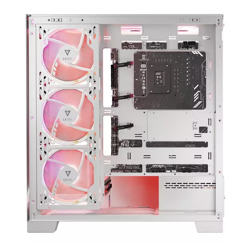 Caja de PC MODECOM Volcano SPACE APEX ARGB MIDI Tower blanca — acero, ventana lateral, ventilador ARGB, USB-C