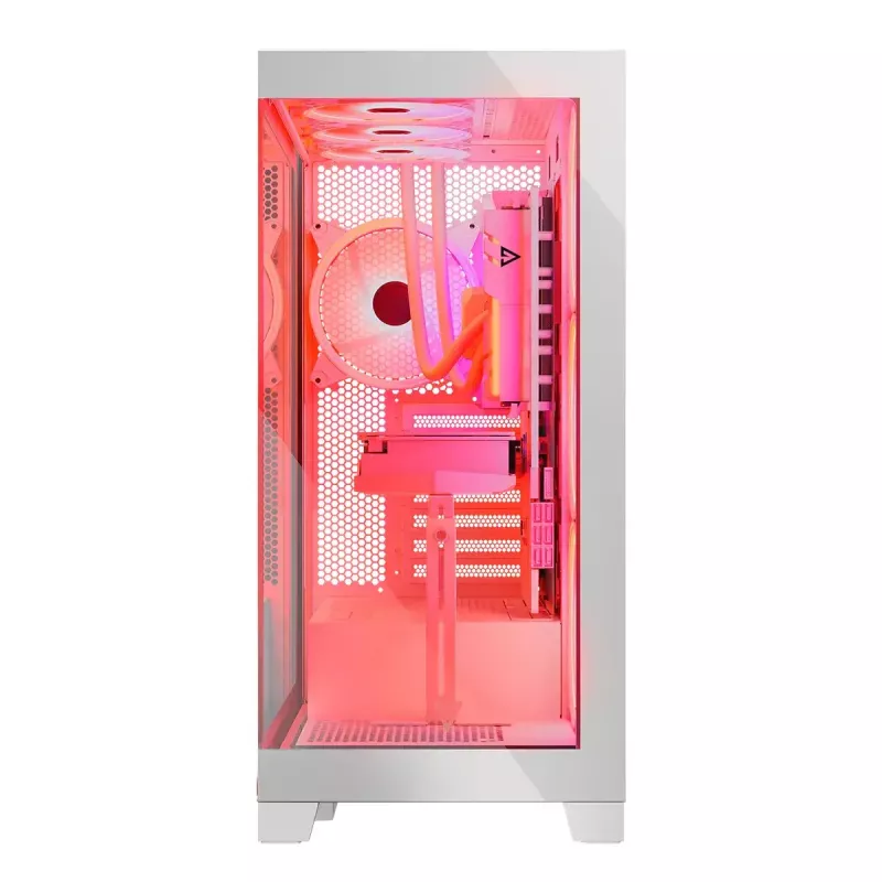 Caja de PC MODECOM Volcano SPACE APEX ARGB MIDI Tower blanca — acero, ventana lateral, ventilador ARGB, USB-C