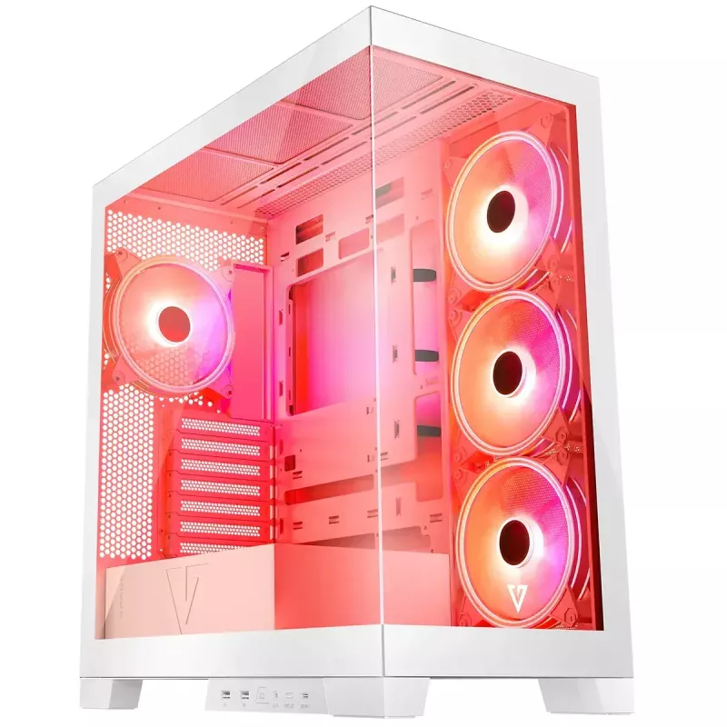 Caja de PC MODECOM Volcano SPACE APEX ARGB MIDI Tower blanca — acero, ventana lateral, ventilador ARGB, USB-C