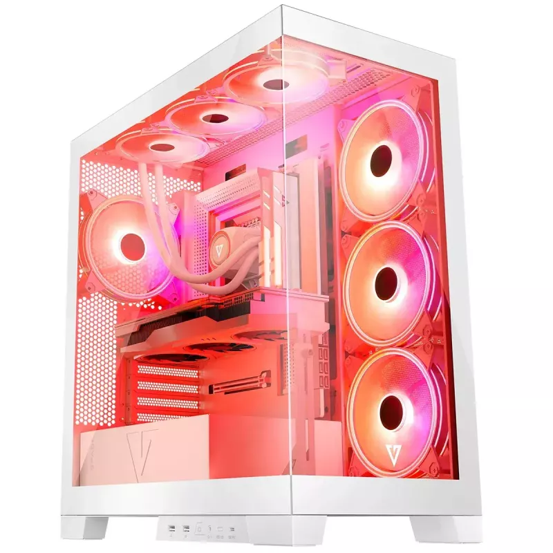Caja de PC MODECOM Volcano SPACE APEX ARGB MIDI Tower blanca — acero, ventana lateral, ventilador ARGB, USB-C