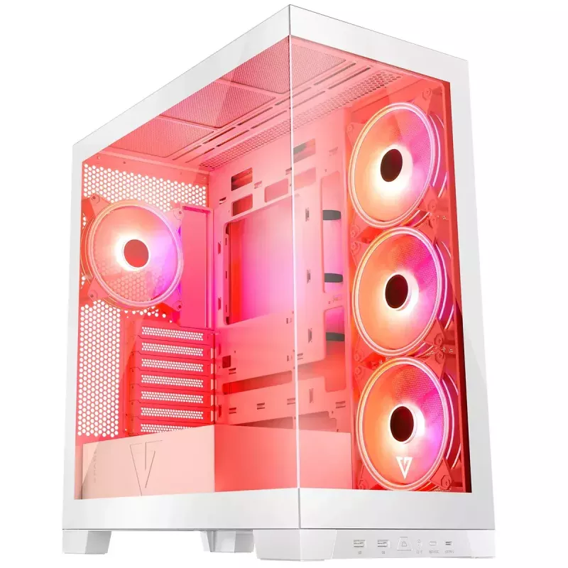 Caja de PC MODECOM Volcano SPACE APEX ARGB MIDI Tower blanca — acero, ventana lateral, ventilador ARGB, USB-C