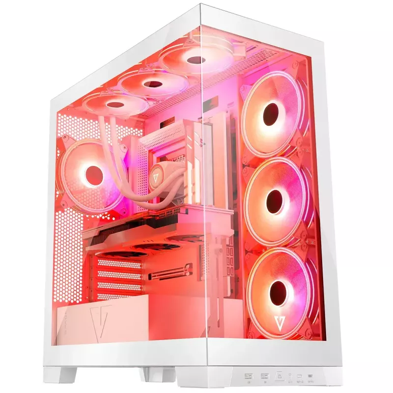 Caja de PC MODECOM Volcano SPACE APEX ARGB MIDI Tower blanca — acero, ventana lateral, ventilador ARGB, USB-C