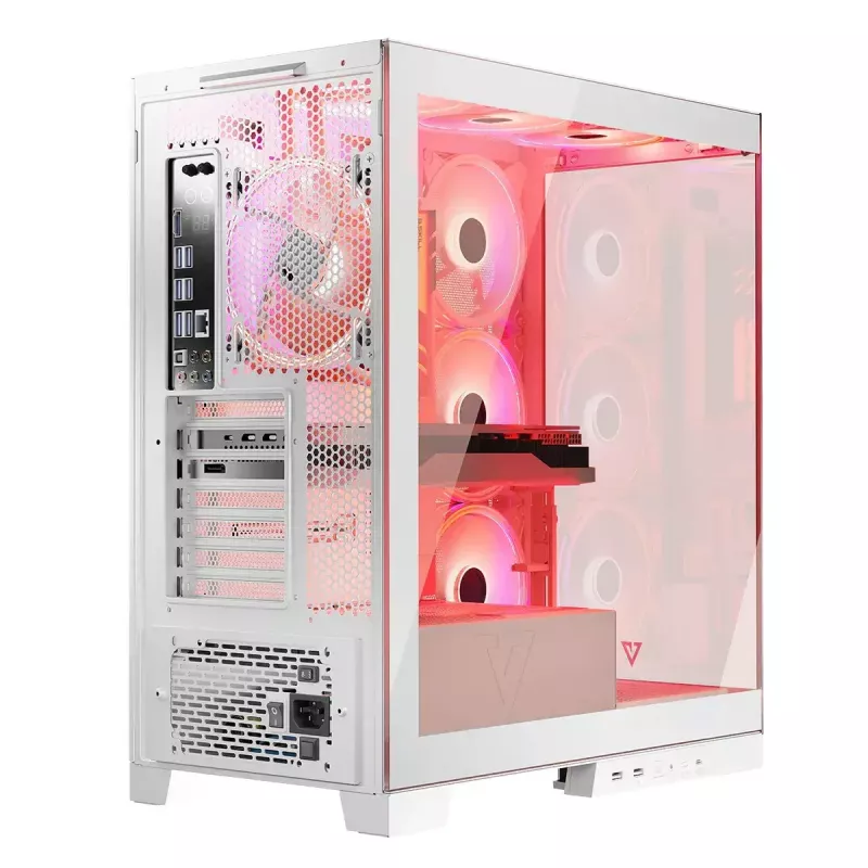 Caja de PC MODECOM Volcano SPACE APEX ARGB MIDI Tower blanca — acero, ventana lateral, ventilador ARGB, USB-C