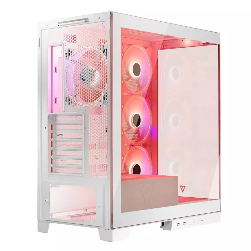 Caja de PC MODECOM Volcano SPACE APEX ARGB MIDI Tower blanca — acero, ventana lateral, ventilador ARGB, USB-C