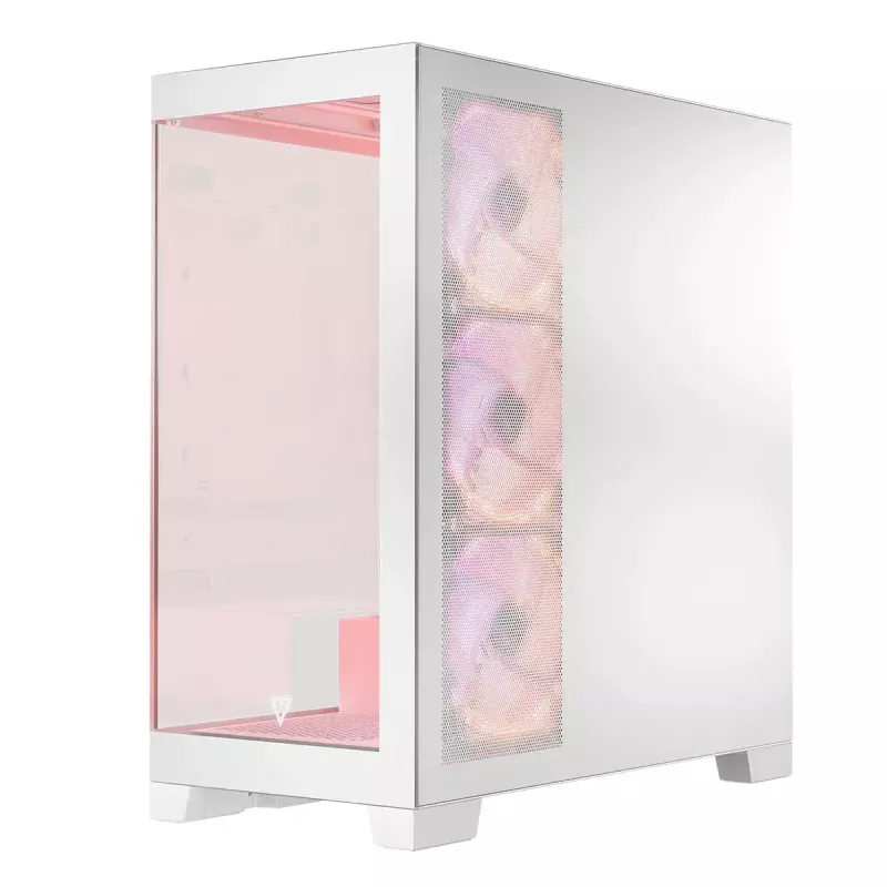 Caja de PC MODECOM Volcano SPACE APEX ARGB MIDI Tower blanca — acero, ventana lateral, ventilador ARGB, USB-C