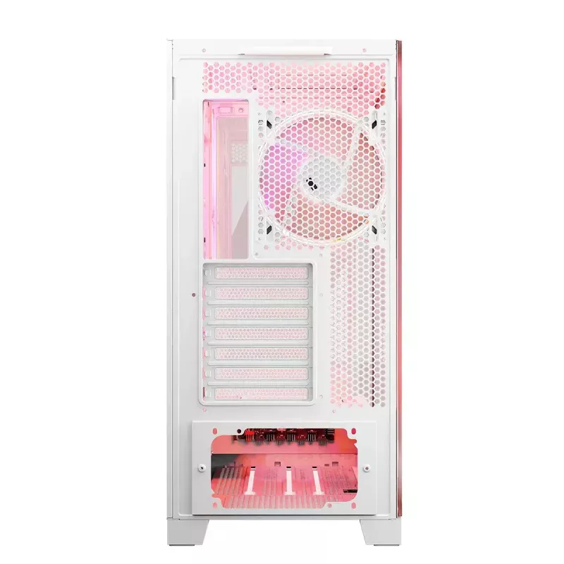 Caja de PC MODECOM Volcano SPACE APEX ARGB MIDI Tower blanca — acero, ventana lateral, ventilador ARGB, USB-C