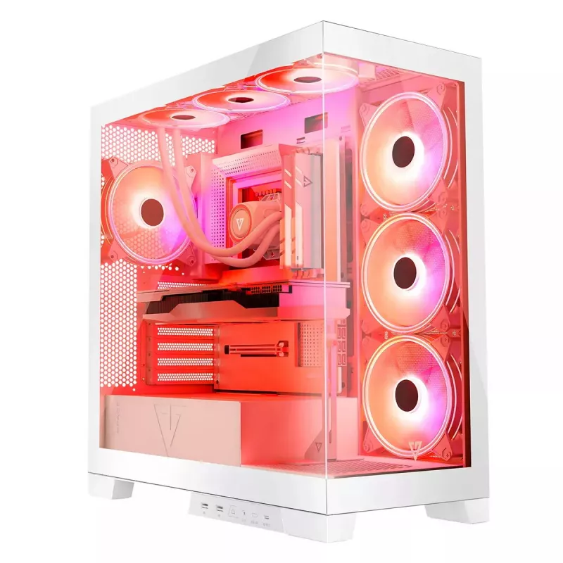 Caja de PC MODECOM Volcano SPACE APEX ARGB MIDI Tower blanca — acero, ventana lateral, ventilador ARGB, USB-C