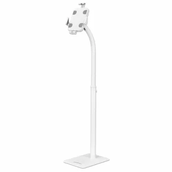 Manhattan soporte de suelo (antirrobo) para tablet y iPad, universal, giro 360°, inclinación +20° a -110°, blanco, con cerradura, tablets de 7,9