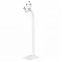 Manhattan soporte de suelo (antirrobo) para tablet y iPad, universal, giro 360°, inclinación +20° a -110°, blanco, con cerradura, tablets de 7,9 inch a 11 inch, altura ajustable de 790 a 1190 mm, pinzas extensibles: alto 200 a 246 mm/ancho 129 a 181 mm, se puede atornillar al suelo (piezas incluidas)