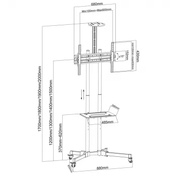 Techly ICA-TR216T soporte de pared/soporte para TV 177,8 cm (70