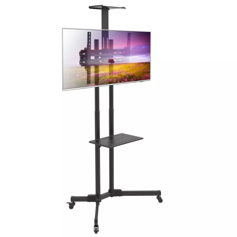 Techly ICA-TR216T soporte móvil con ruedas para TV de 37–70 pulgadas (hasta 177,8 cm), máx. 50 kg, 2 estantes, negro