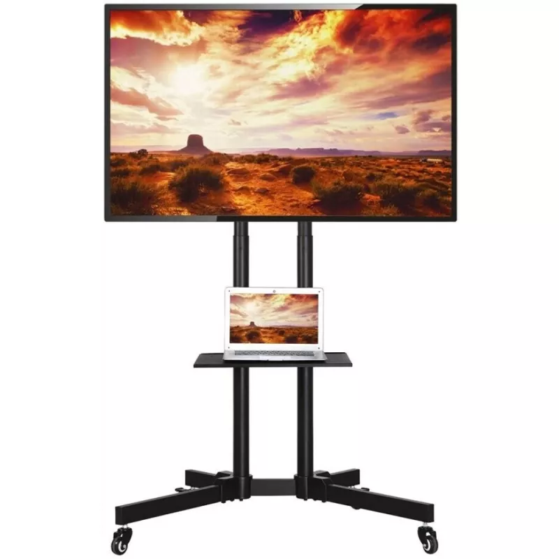 Techly ICA-TR216T soporte móvil con ruedas para TV de 37–70 pulgadas (hasta 177,8 cm), máx. 50 kg, 2 estantes, negro
