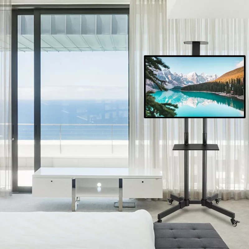 Techly ICA-TR216T soporte móvil con ruedas para TV de 37–70 pulgadas (hasta 177,8 cm), máx. 50 kg, 2 estantes, negro