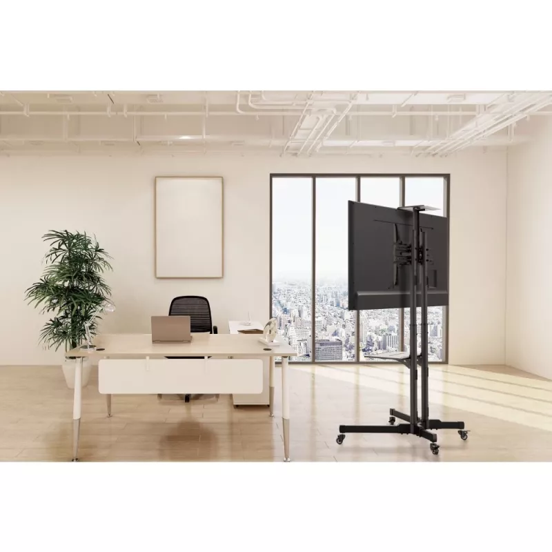 Techly ICA-TR216T soporte móvil con ruedas para TV de 37–70 pulgadas (hasta 177,8 cm), máx. 50 kg, 2 estantes, negro