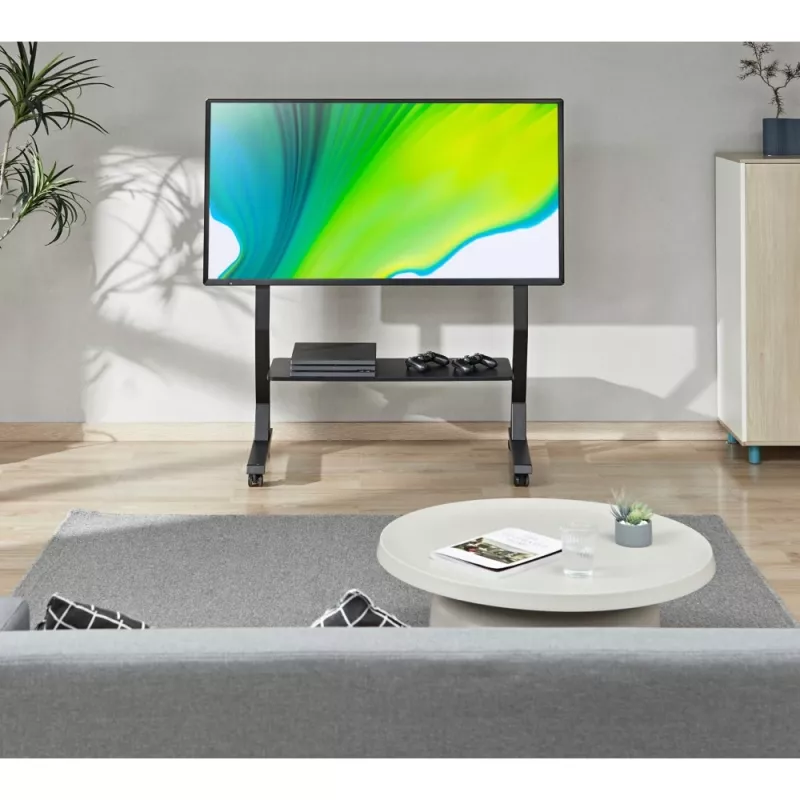 Soporte de suelo TECHLY 366983 para televisores de 45-90 inch, negro, acero, altura 1026-1126 mm, VESA máx. 800x400, carga 60 kg
