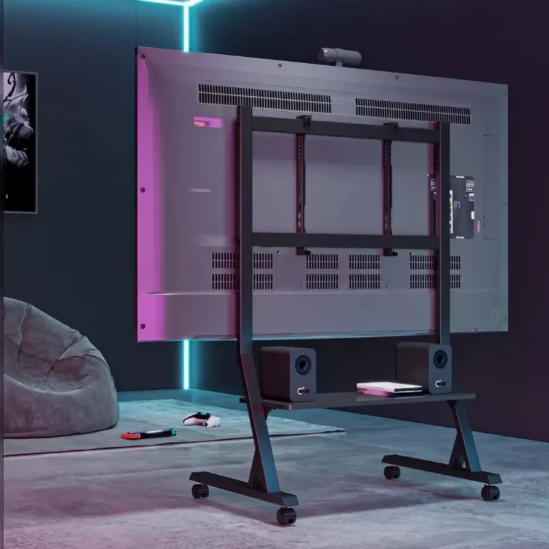Soporte de suelo TECHLY 366983 para televisores de 45-90 inch, negro, acero, altura 1026-1126 mm, VESA máx. 800x400, carga 60 kg