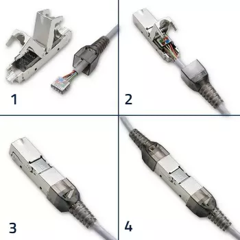 Conector RJ45 sin herramientas QOLTEC 54540 CAT6 STP para cables Ethernet apantallados