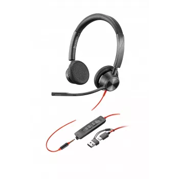 HP Poly Blackwire 3325 auriculares estéreo USB-C + conector de 3,5 mm + adaptador USB-C/A