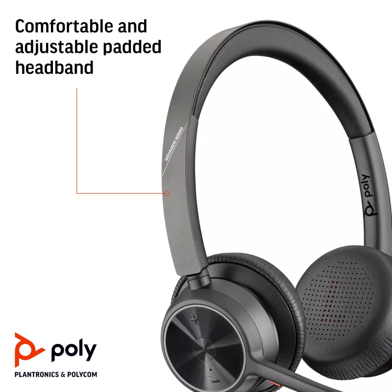 Auriculares HP Poly Voyager 4320 USB-C + dongle BT700, inalámbricos, oficina/call center, auriculares, negro