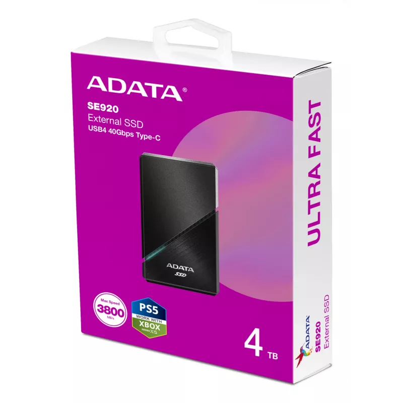 ADATA SE920 tecnología Thunderbolt 4 TB USB Type-C USB4 Gen 3x2 negro