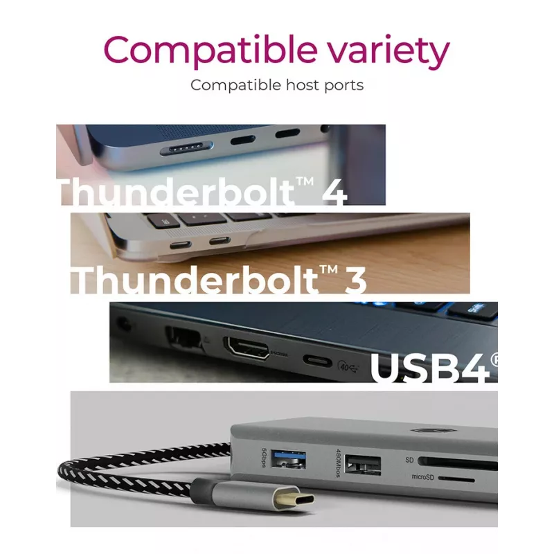 ICY BOX IB-DK4012-CPD con cable USB 3.2 Gen 1 (3.1 Gen 1) Type-C antracita, negro