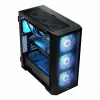 Caja de PC MODECOM Horizon ARGB FLOW MIDI negra — compatibilidad E-ATX, cristal templado, ARGB, USB-C, GPU máx. 400 mm