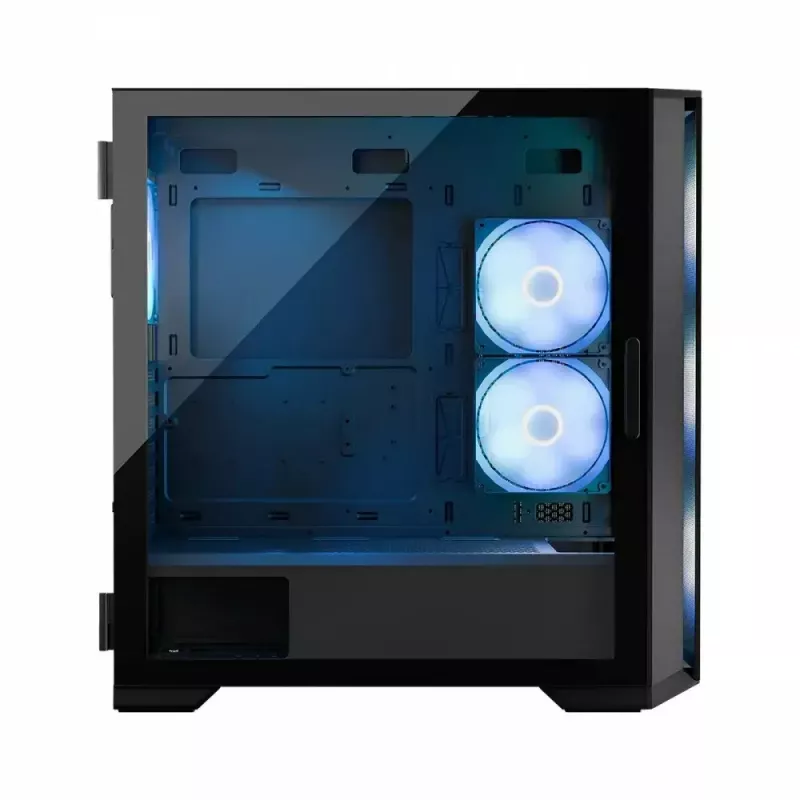 Caja de PC MODECOM Horizon ARGB FLOW MIDI negra — compatibilidad E-ATX, cristal templado, ARGB, USB-C, GPU máx. 400 mm