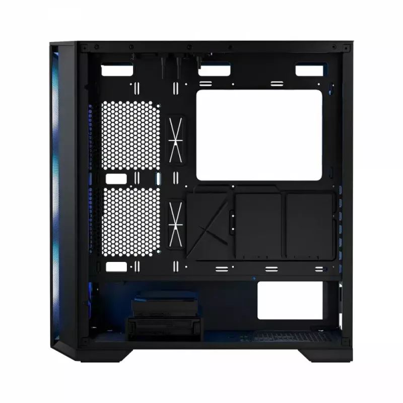 Caja de PC MODECOM Horizon ARGB FLOW MIDI negra — compatibilidad E-ATX, cristal templado, ARGB, USB-C, GPU máx. 400 mm