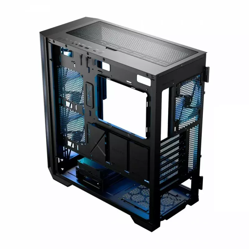 Caja de PC MODECOM Horizon ARGB FLOW MIDI negra — compatibilidad E-ATX, cristal templado, ARGB, USB-C, GPU máx. 400 mm