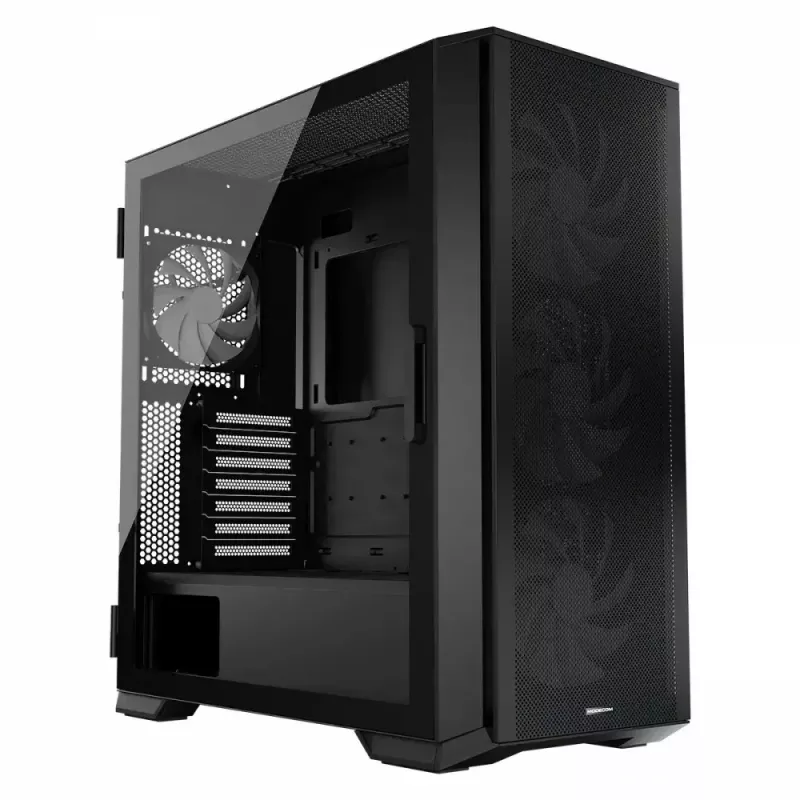 Caja de PC MODECOM Horizon ARGB FLOW MIDI negra — compatibilidad E-ATX, cristal templado, ARGB, USB-C, GPU máx. 400 mm