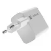 Cargador de CA con cable para dispositivos móviles NATEC NUC-2142, USB-C PD 3.0 + USB-A, 5–20 V hasta 3 A, 45 W, blanco