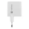 Cargador de CA con cable para dispositivos móviles NATEC NUC-2142, USB-C PD 3.0 + USB-A, 5–20 V hasta 3 A, 45 W, blanco