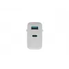 Cargador de CA con cable para dispositivos móviles NATEC NUC-2142, USB-C PD 3.0 + USB-A, 5–20 V hasta 3 A, 45 W, blanco